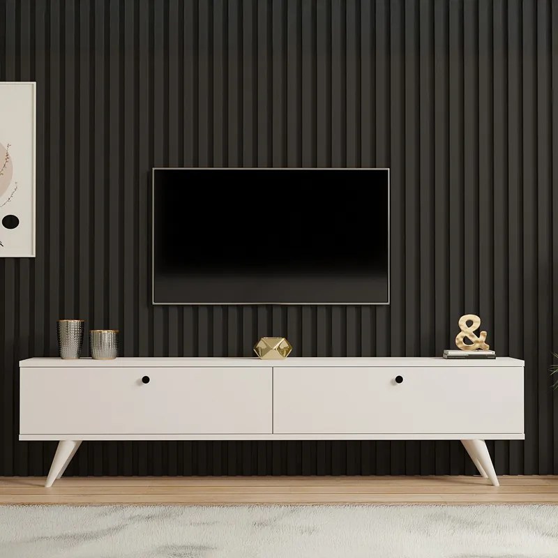 Έπιπλο τηλεόρασης Jate pakoworld σε λευκή απόχρωση 160x25x40εκ (1 τεμάχια)
