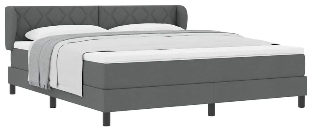 vidaXL Κρεβάτι box spring με στρώμα Σκούρο γκρι 180 x 200 cm ύφασμα