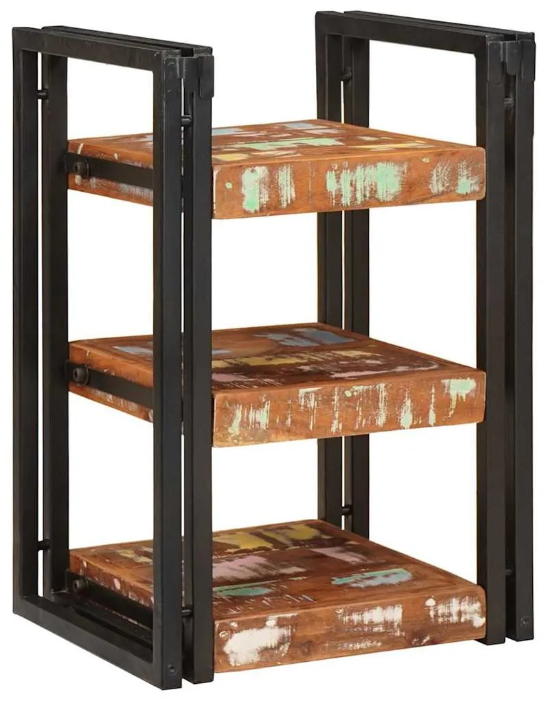vidaXL Κομοδίνο Καφέ και μαύρο 38 x 33 x 58 εκ. Ανακτημένο Στερεό Ξύλο