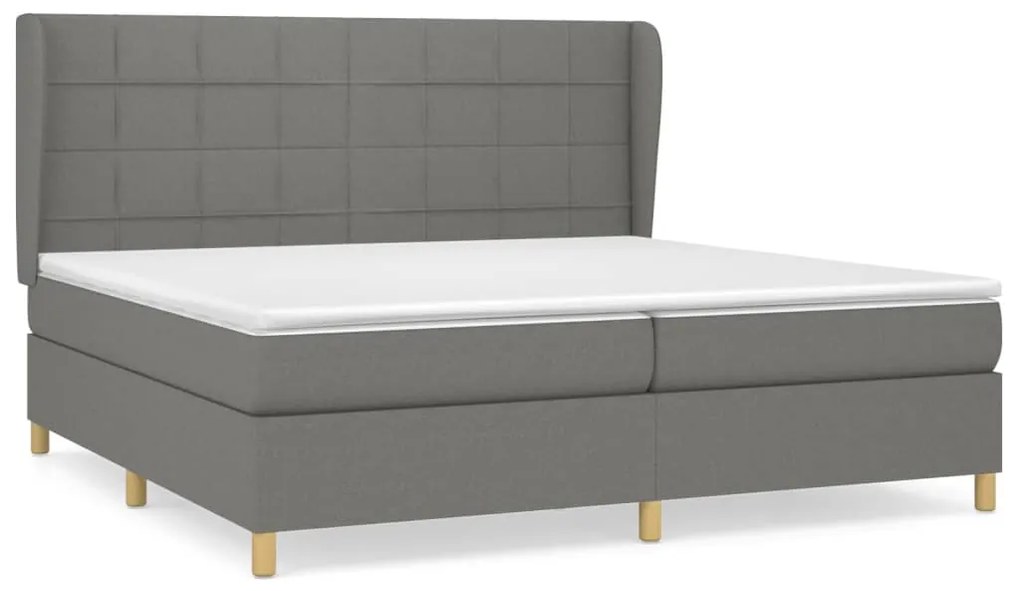 vidaXL Κρεβάτι Boxspring με Στρώμα Σκούρο Γκρι 200x200 εκ. Υφασμάτινο