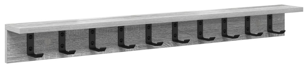 vidaXL Τοίχου Κρεμάστρα με ράφι Γκρι sonoma 100 x 10.5 x 10.5 εκ