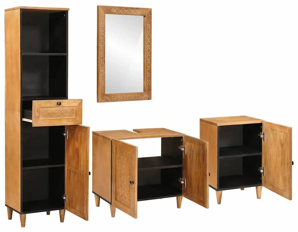 vidaXL Σετ Επίπλων Μπάνιου με συρτάρι 4 pcs Καφέ 38 x 33 x 160 εκ.
