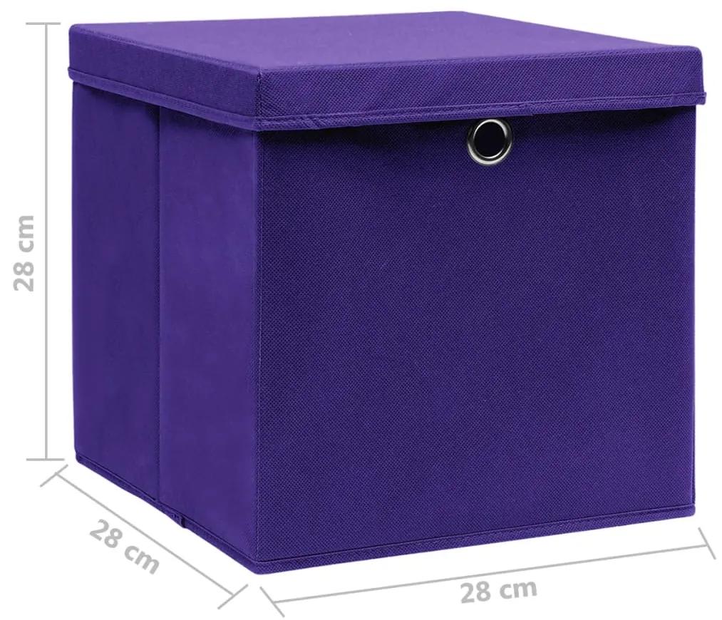 vidaXL Κουτιά Αποθήκευσης με Καπάκια 10 τεμ. Μοβ 28 x 28 x 28 εκ.