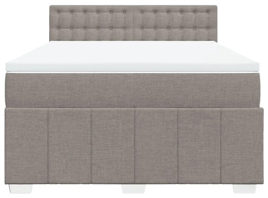 Κρεβάτι Boxspring με Στρώμα Taupe 140x190 εκ. Υφασμάτινο - Μπεζ-Γκρι