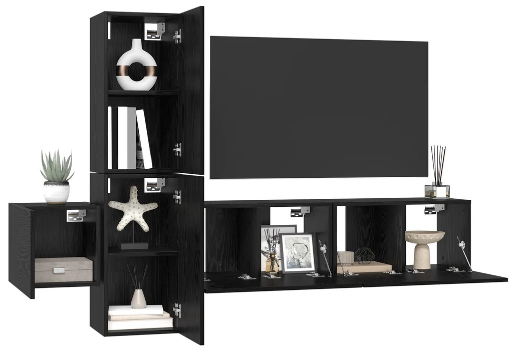 vidaXL Σετ επίπλου τηλεόρασης 5 pcs Μαύρη δρυς 181 x 30 x 120 εκ
