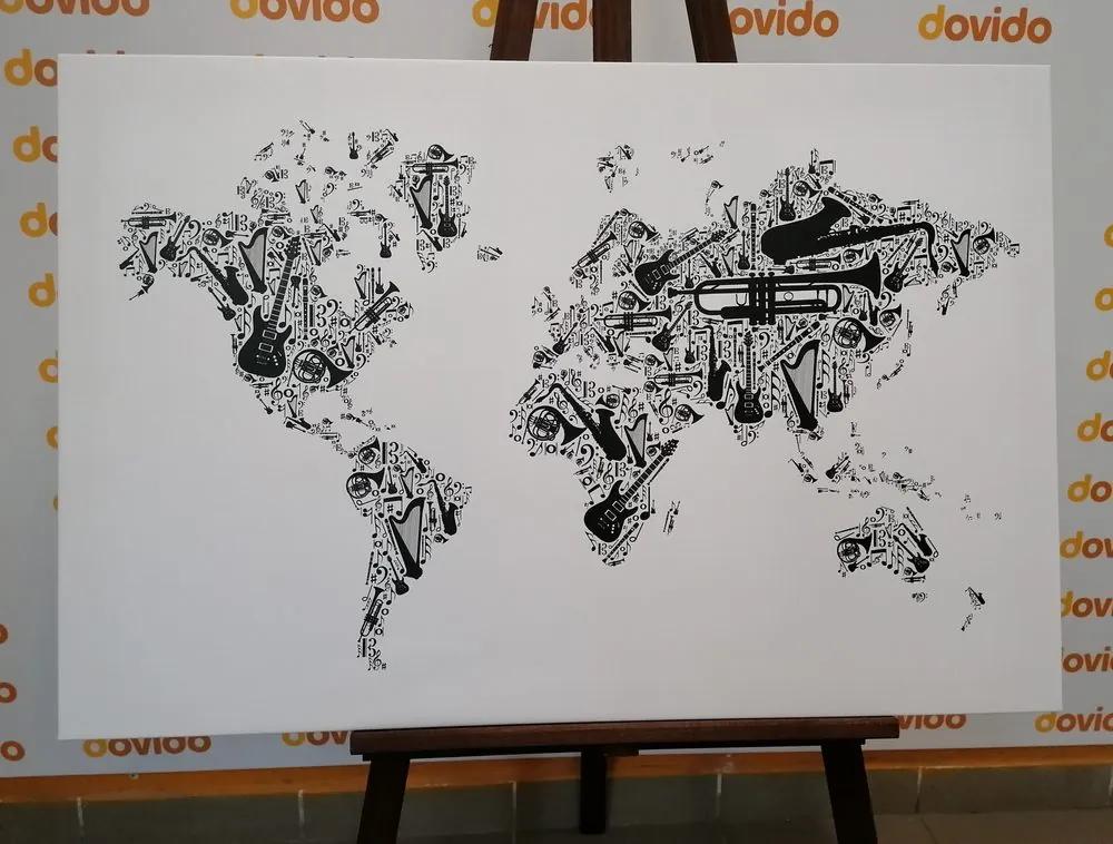 Εικόνα στον παγκόσμιο χάρτη μουσικής από φελλό σε αντίστροφη μορφή - 90x60  transparent