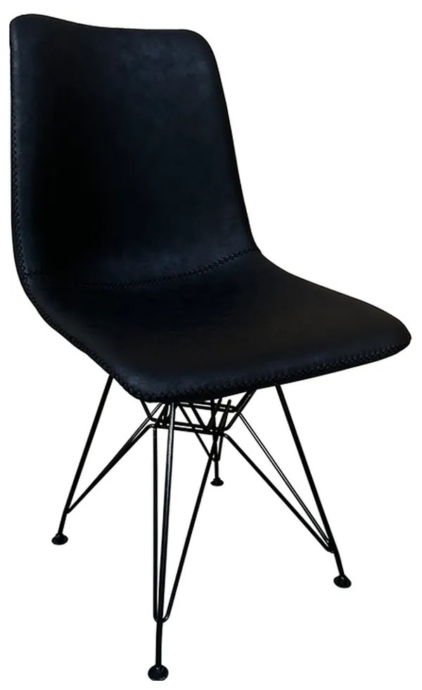 Καρέκλα Τραπεζαρίας ArteLibre SELVA Vintage Μαύρο PU/Μέταλλο 43x57x81cm