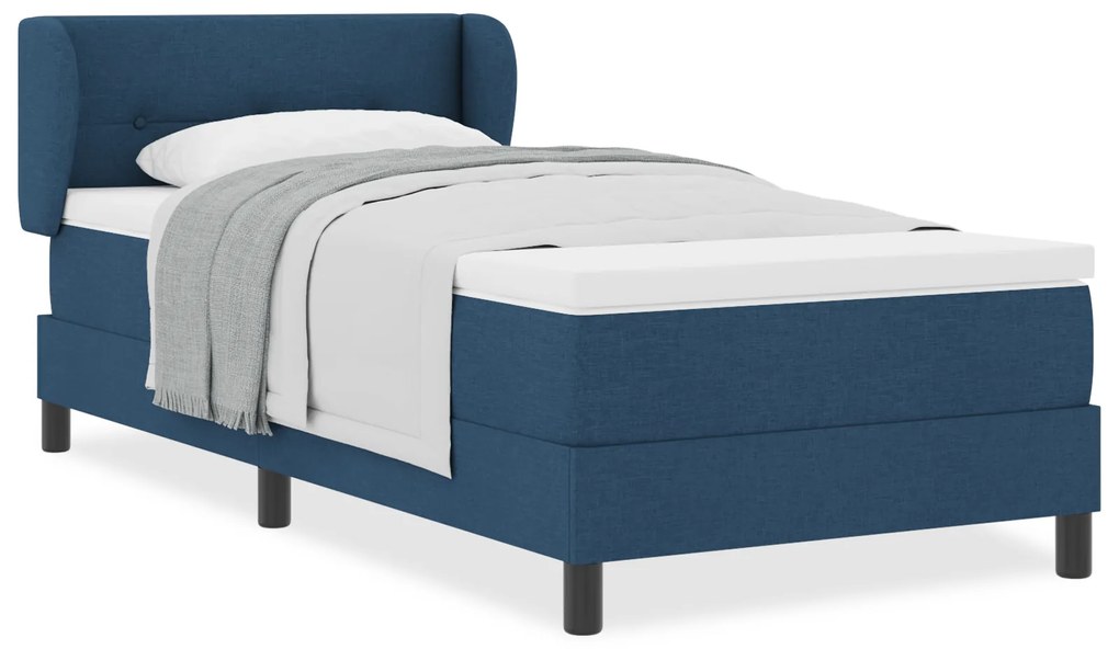 vidaXL Κρεβάτι Box Spring με Στρώμα Μπλε 90x200 εκ. Υφασμάτινο