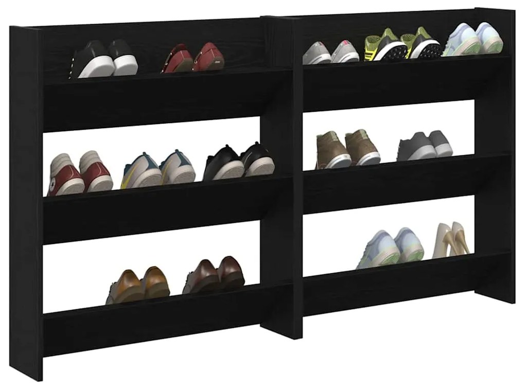 vidaXL Ντουλάπα Παπουτσιών με ράφι 2 pcs Μαύρη Οξυά 85 x 18 x 90 εκ.