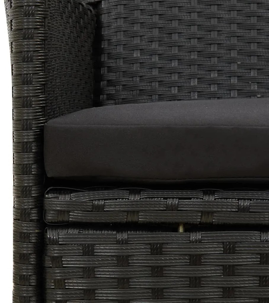 vidaXL Σετ Τραπεζαρίας Εξ. Χώρου 9 τεμ. Μαύρο Συνθ. Ρατάν με Μαξιλάρια