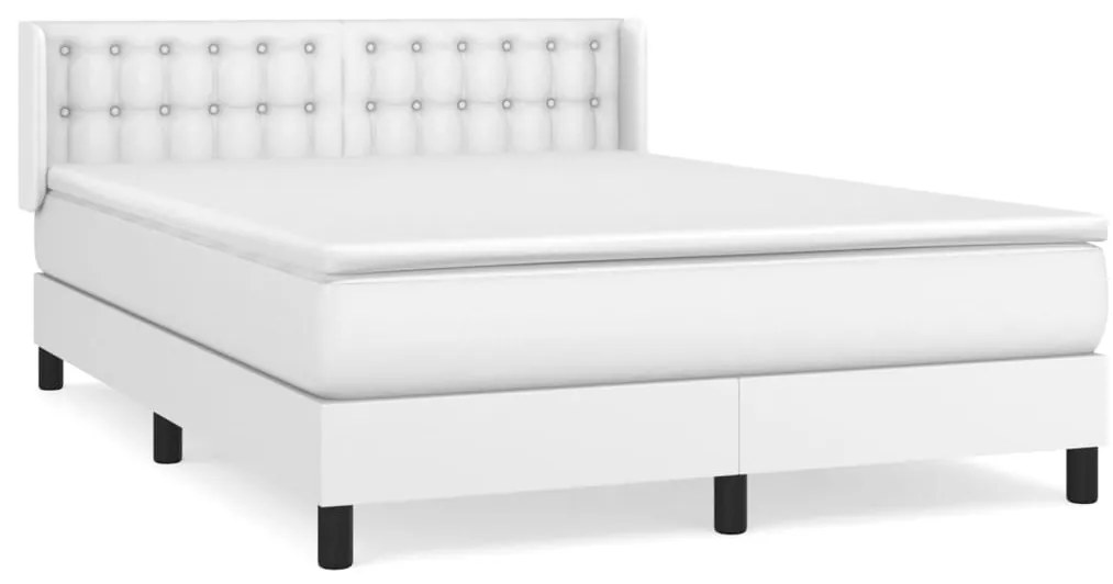 vidaXL Κρεβάτι Boxspring με Στρώμα Λευκό 140x200εκ.από Συνθετικό Δέρμα