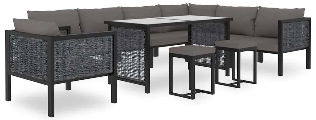 vidaXL Καναπές Γωνιακός Τμηματ. Ανθρακί Συνθ Ρατάν με Αριστερό Μπράτσο