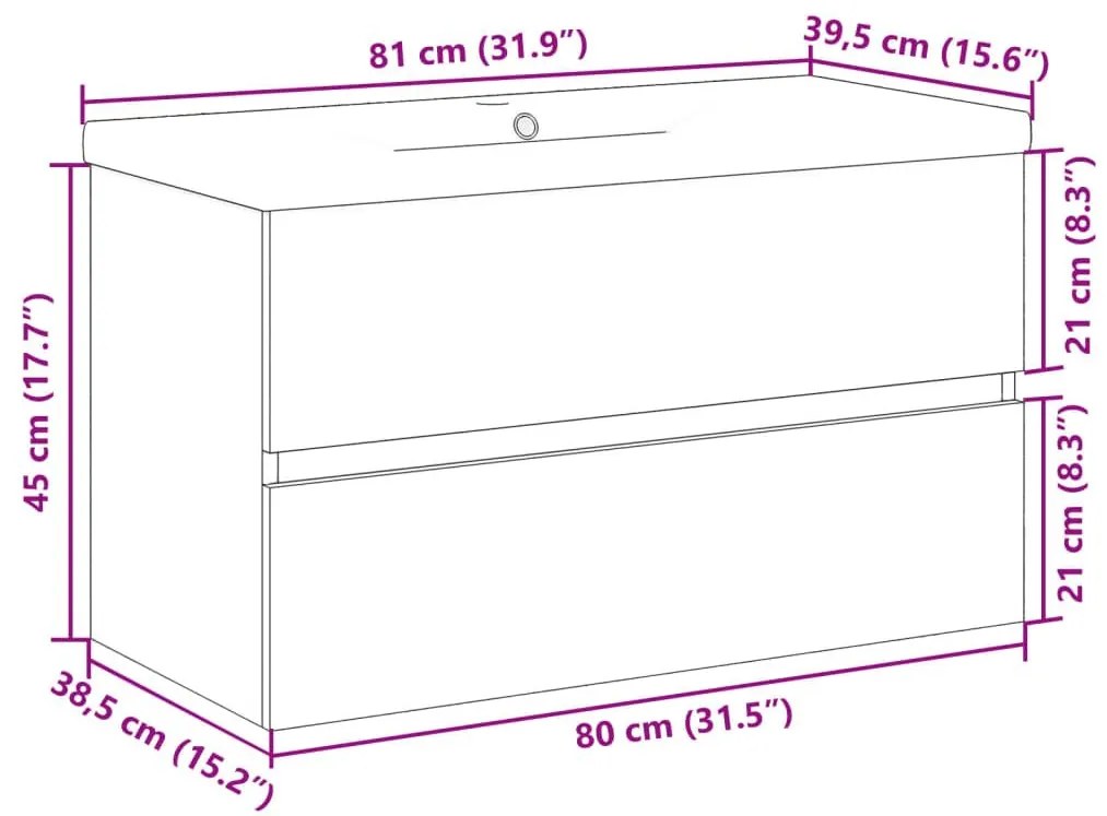 Ντουλάπι Μπάνιου με Νιπτήρα Artisan Δρυς 81x39,5x49 εκ. - Καφέ