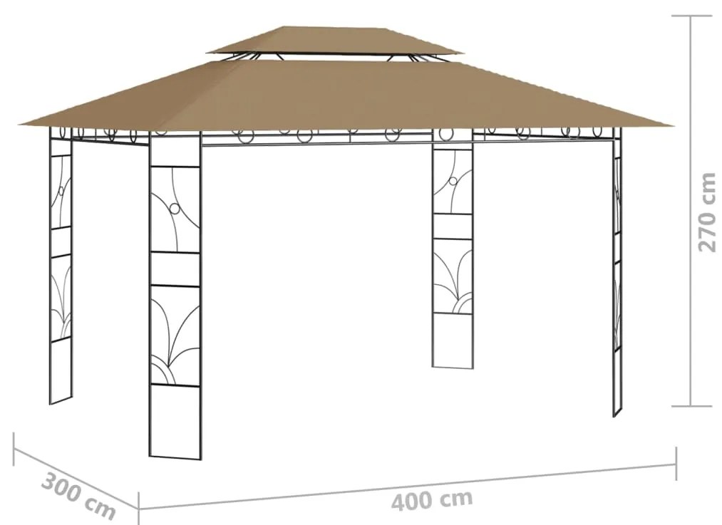 vidaXL Κιόσκι Taupe 4 x 3 x 2,7 μ. 160 γρ./μ²