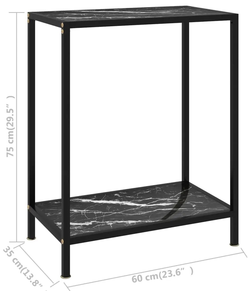 vidaXL Τραπέζι Κονσόλα Μαύρο 60 x 35 x 75 εκ. από Ψημένο Γυαλί