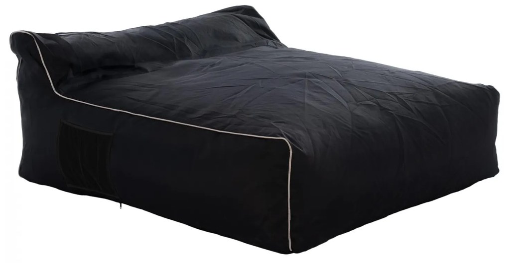 Πουφ yamin δύο ατόμων με textilene 600gr/m2 2x1 μαύρο και λευκό ρέλι 140x140x40-60εκ.