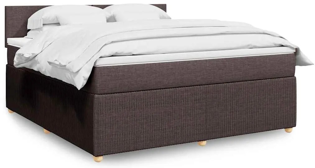 vidaXL Κρεβάτι Boxspring με Στρώμα Σκούρο Καφέ 180x200 εκ Υφασμάτινο