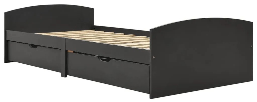 vidaXL Πλαίσιο Κρεβατιού με 2 Συρτάρια Γκρι 90 x 200 εκ. Μασίφ Πεύκο