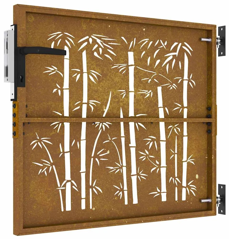 vidaXL Πόρτα Κήπου από Μπαμπού με Σχέδιο από Ατσάλι Corten 85x100 εκ.