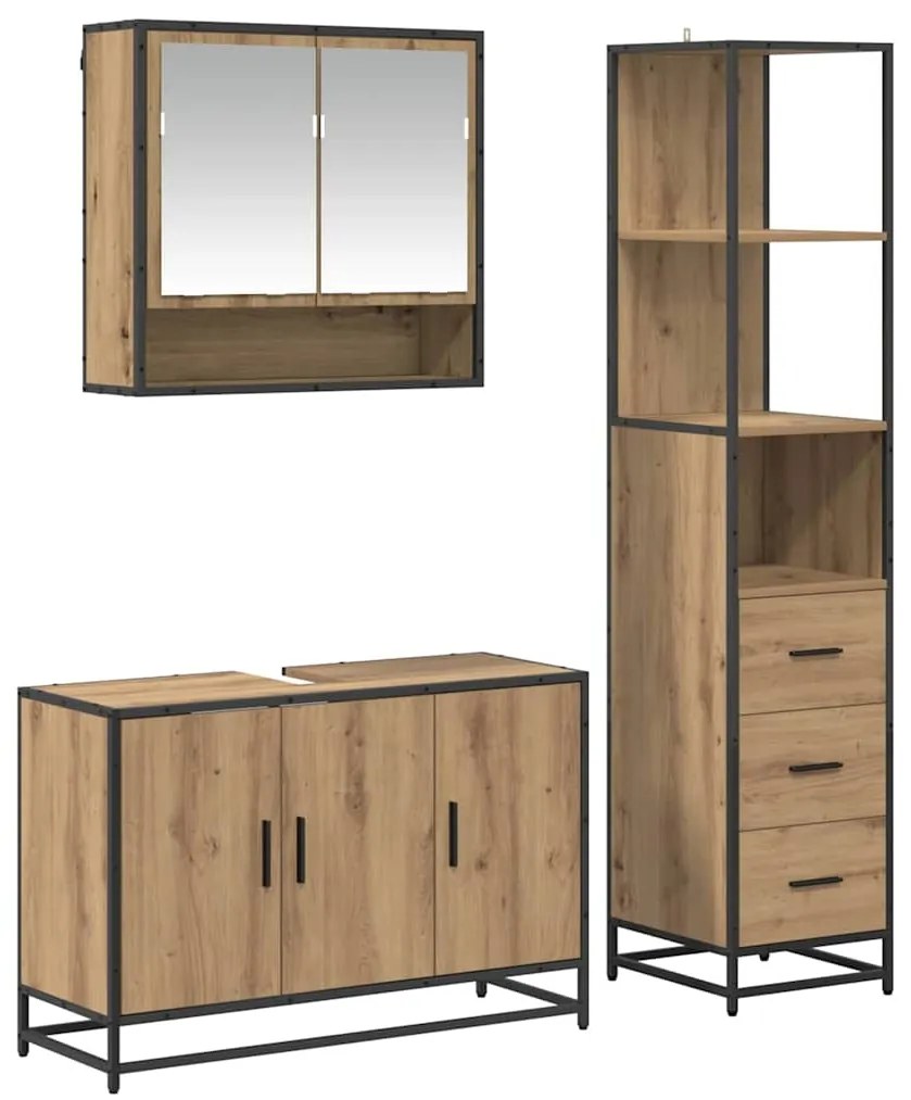 vidaXL Σετ Επίπλων Μπάνιου 3 pcs Artisan Oak Επεξεργασμένο ξύλο