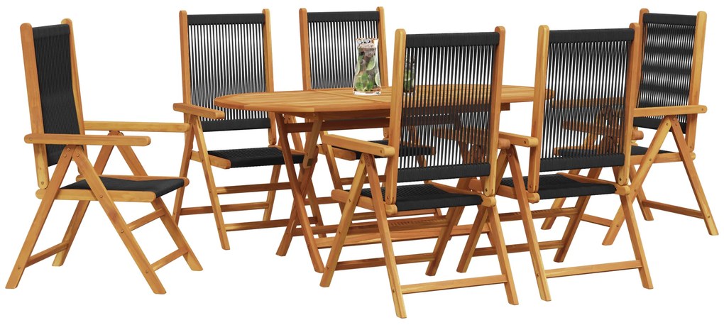 vidaXL Σετ Τραπεζαρίας Κήπου 7 pcs Μαύρο