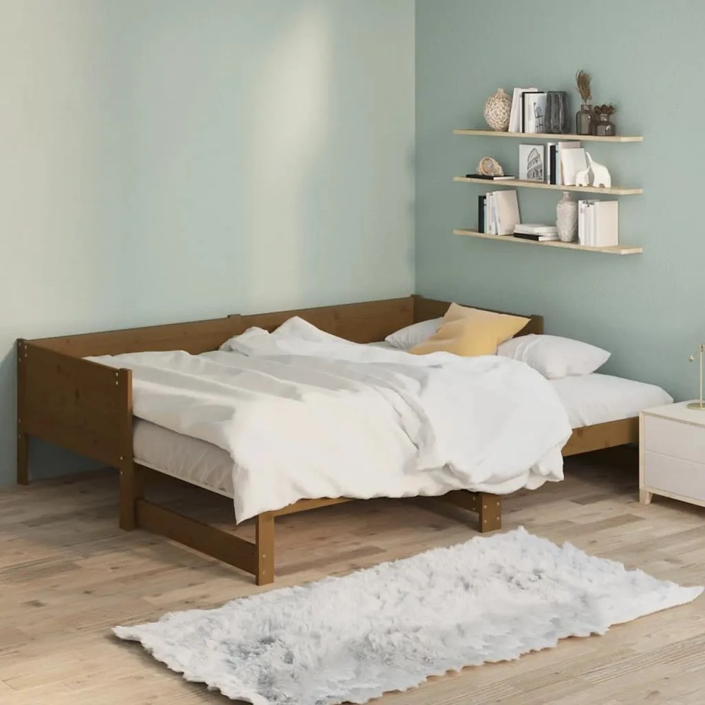 vidaXL Καναπές Κρεβάτι Συρόμενος Μελί 2x(90x190) εκ. από Μασίφ Πεύκο