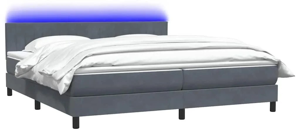 Box Spring Κρεβάτι με στρώμα Σκούρο γκρι 200x220 cm Βελούδινο - Γκρι