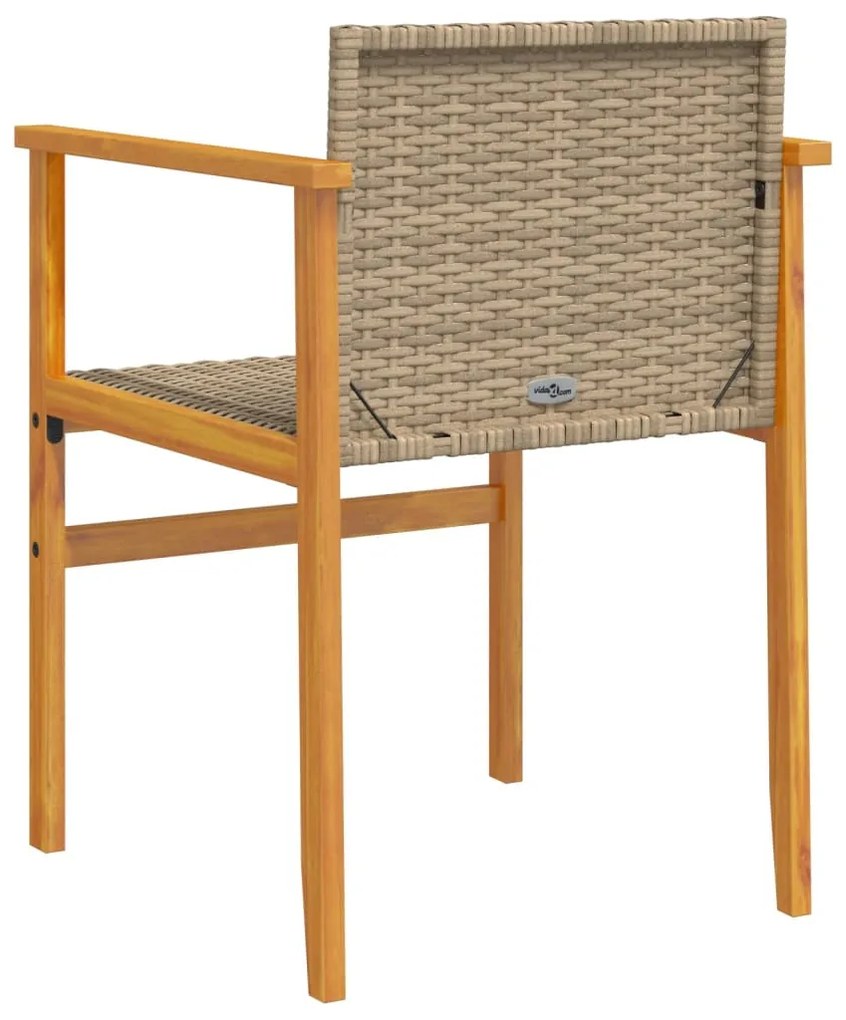 vidaXL Καρέκλες Κήπου 2 τεμ. Μπεζ Συνθ. Ρατάν/Μασίφ Ξύλο+Μαξιλάρια