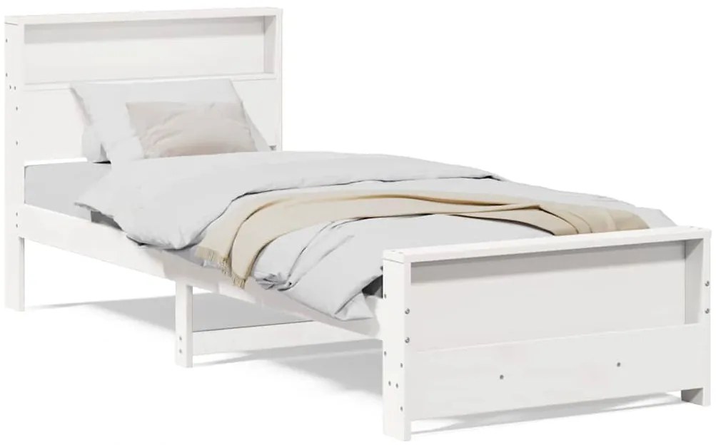 vidaXL Σκελετός Κρεβατιού Λευκό 90 x 190 cm Μασίφ ξύλο πεύκου