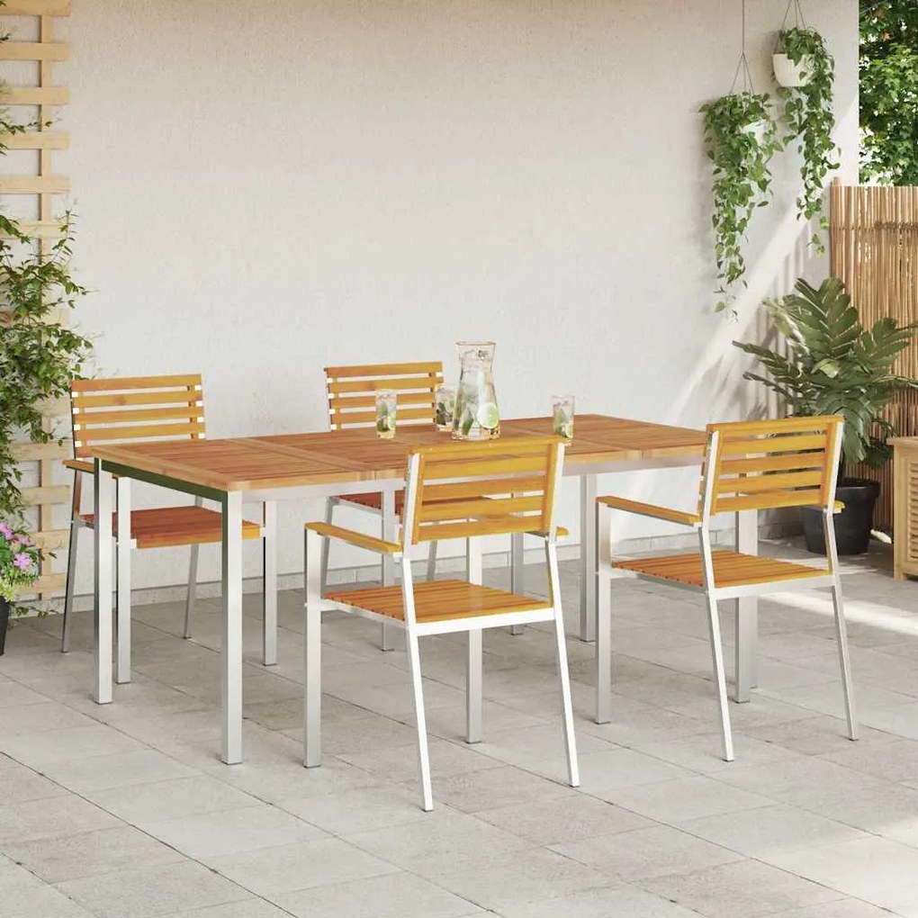 vidaXL ΣετΤραπεζαρίαςΚήπου 5 pcs Καφέ Στερεό Ακακία