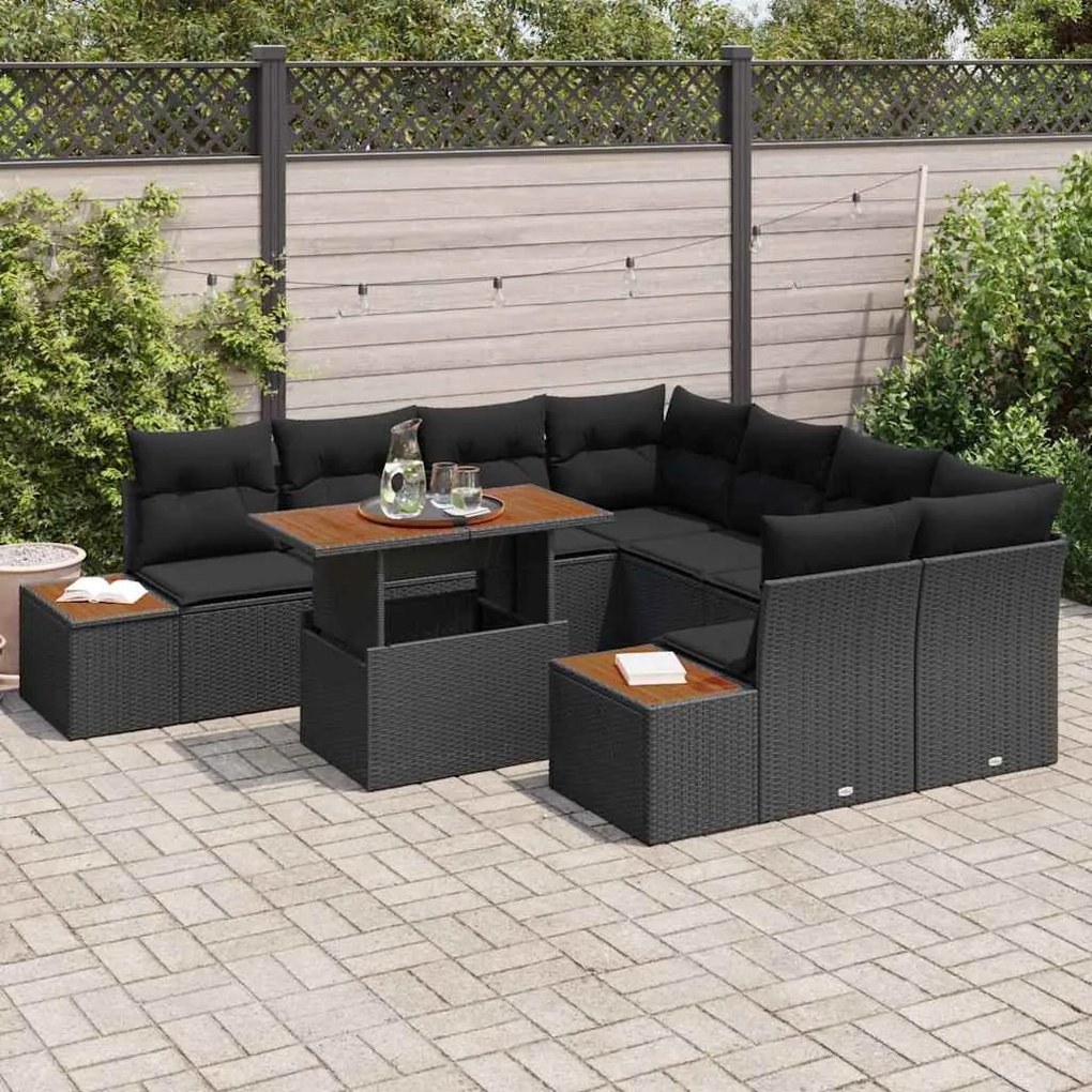 vidaXL Σέτ φαγητού για κήπο 9 pcs Μαύρο, Καφέ 100 x 55 x 73 εκ