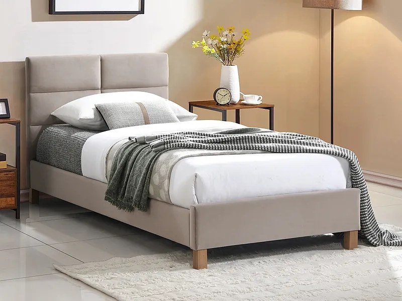 ŁÓŻKO SIERRA VELVET 90x200 KOLOR BEŻ/DĄB TAP. BLUVEL 28