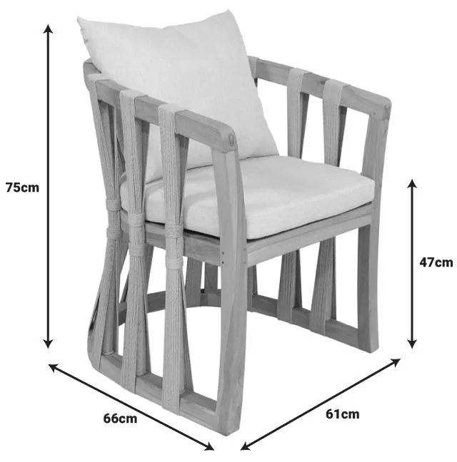 Πολυθρόνα Morani σκελετός teak ξύλο και ύφασμα σε φυσική απόχρωση 61x66x75εκ 61x66x75 εκ.