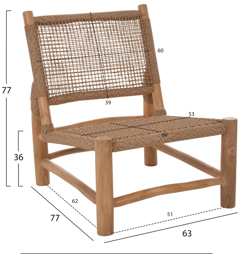 ΚΑΡΕΚΛΑ LONDER HM5986 ΞΥΛΟ TEAK ΣΕ ΦΥΣΙΚΟ ΚΑΙ ΣΥΝΘΕΤΙΚΟ RATTAN 63x77x77Υεκ. - 0610412 - HM5986