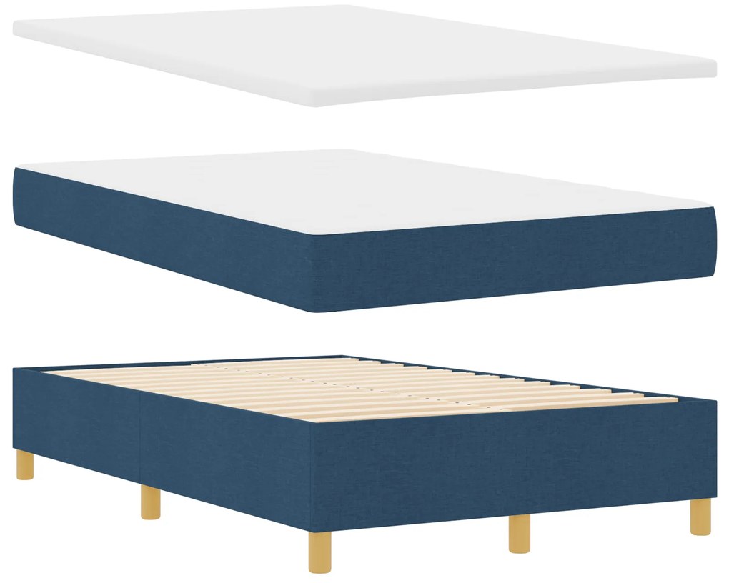 vidaXL Κρεβάτι με Στρώμα και Πάγκο Μπλε 120x200 εκ Υφάσματος
