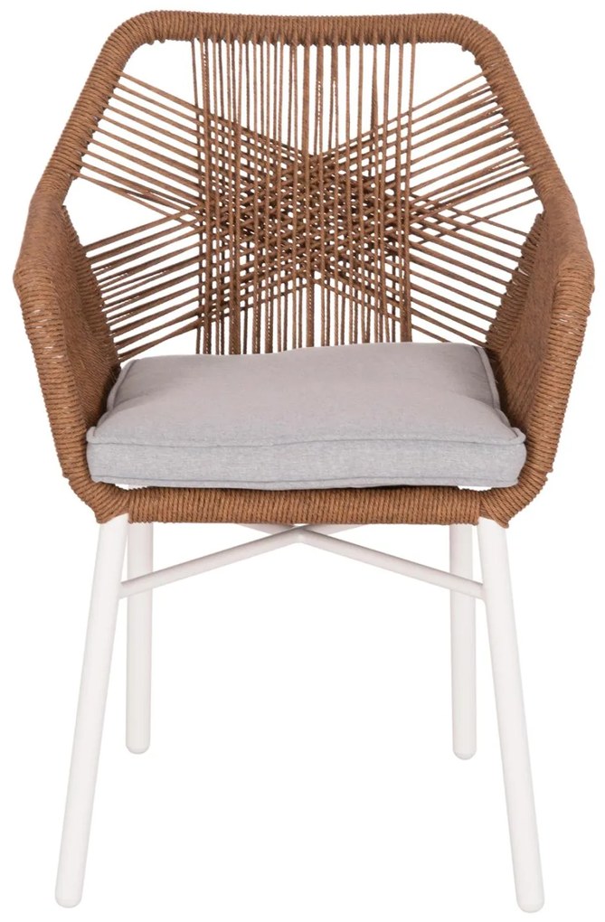 Καρέκλα - Πολυθρόνα TOPIN C6048.11 Αλουμίνιο Λευκό - Ρ.Ε. Rattan Μπέζ 59x63x81Υ εκ. 59x63x81 εκ.