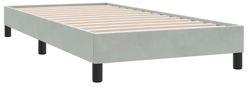 vidaXL Κρεβάτι Boxspring με Στρώμα Ανοιχτό Γκρι 80x210 εκ. Βελούδινο