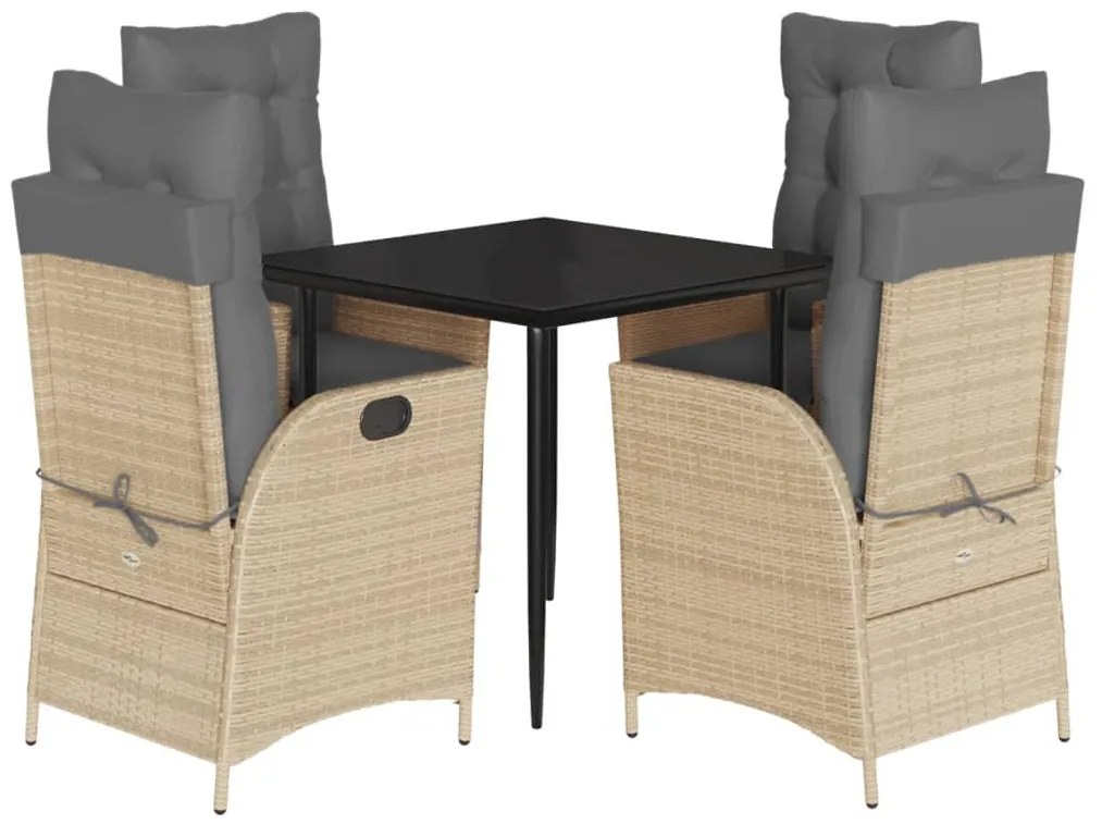 vidaXL Σετ Τραπεζαρίας Κήπου 5 τεμ. Μικτό Μπεζ Συνθ. Ρατάν & Μαξιλάρια