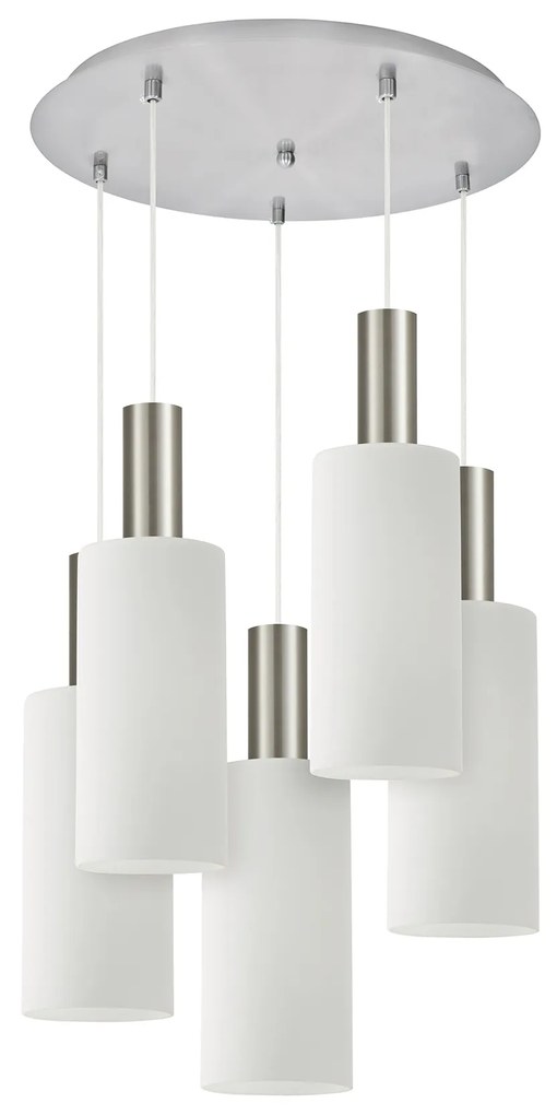 Φωτιστικό Οροφής  SE21-NM-4-5NM-GL3 ADEPT TUBE Nickel Matt Pendant White Glass+ - 51W - 100W - 77-8475