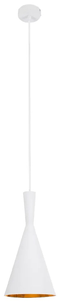 GloboStar® SHANGHAI WHITE 01026-C Μοντέρνο Κρεμαστό Φωτιστικό Οροφής Μονόφωτο 1 x E27 Λευκό Μεταλλικό Καμπάνα Φ19 x Υ38cm