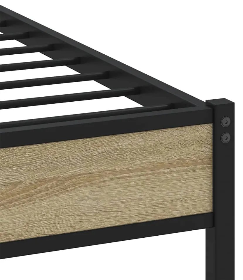 vidaXL Σκελετός Κρεβ. Χωρίς Στρώμα Sonoma Δρυς 107x203 εκ. Μεταλλικό