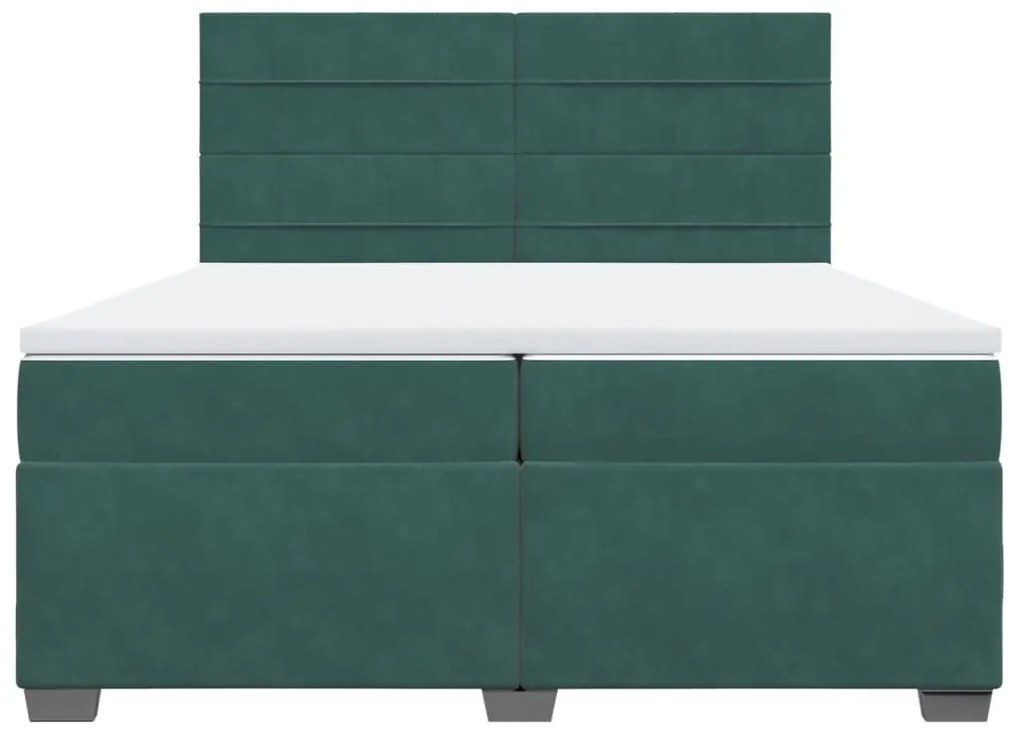 vidaXL Κρεβάτι Boxspring με Στρώμα Σκούρο Πράσινο 200x200εκ. Βελούδινο