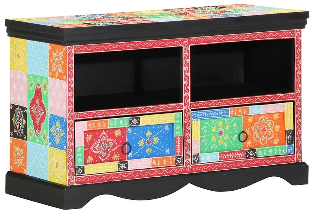 vidaXL Ντουλάπι TV Πολύχρωμο 80 x 35 x 50 εκ Στερεό ξύλο μάνγκο