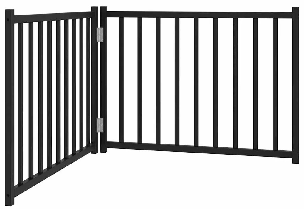 vidaXL Διαχωριστικό Σκύλων Πτυσσόμενο 2 Πάνελ Μαύρο 160 εκ Μασίφ Ελάτη