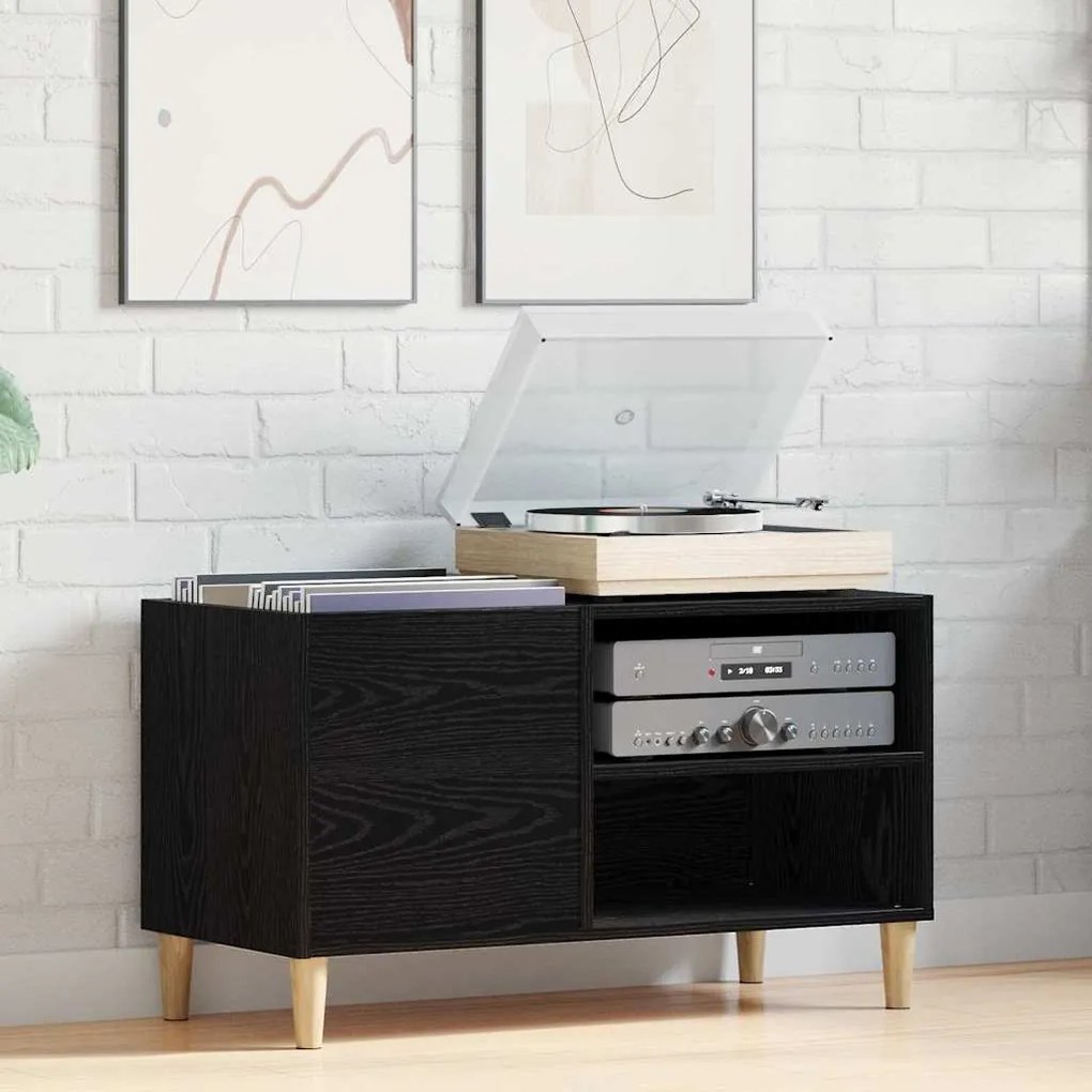 vidaXL Ντουλάπα δίσκων Μαύρο Δρυς 84,5x38x48 εκ Επεξεργασμένο ξύλο
