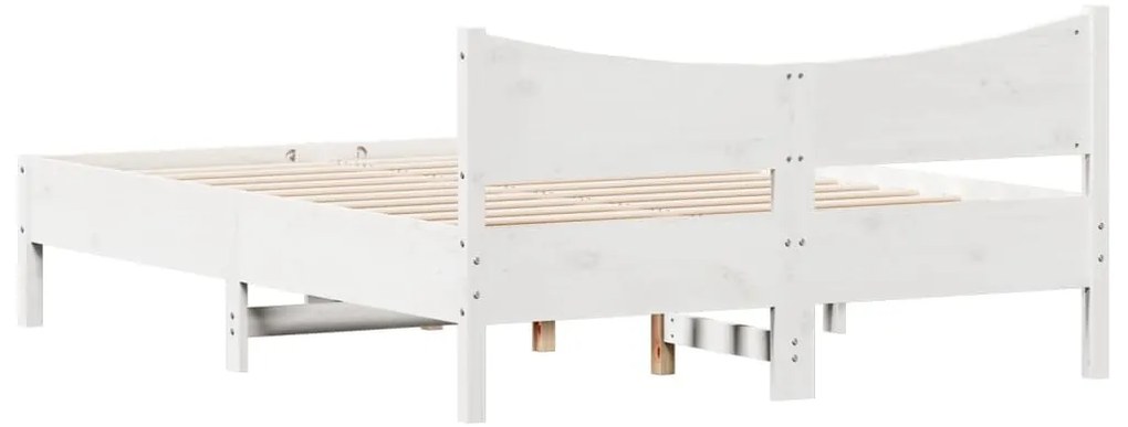 vidaXL Σκελετός Κρεβ. Χωρίς Στρώμα Λευκό 135x190 εκ Μασίφ Πεύκο