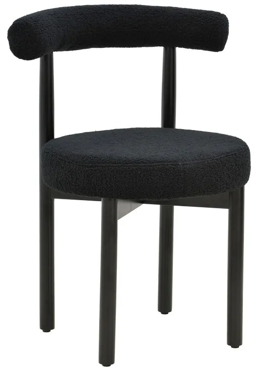 Καρέκλα Fenza pakoworld μαύρο μπουκλέ ύφασμα-πόδι ξύλο οξιάς σε μαύρη απόχρωση 60x54x75εκ