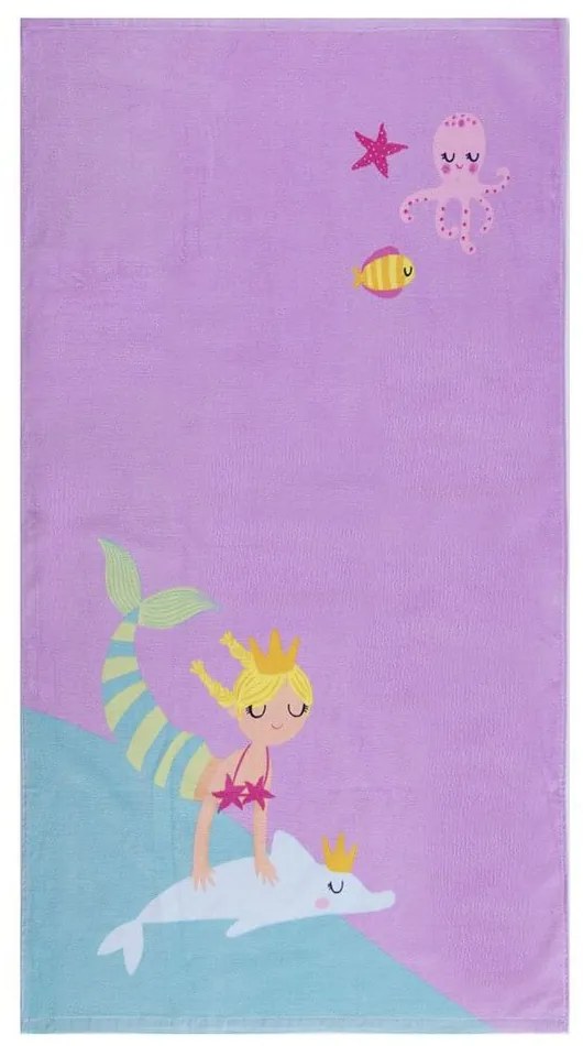 Πετσέτα Θαλάσσης Παιδική Mermaid Having Fun Lilac Nef-Nef Θαλάσσης 70x120cm 100% Βαμβάκι