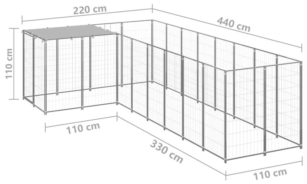 Σπιτάκι Σκύλου Ασημί 6,05 μ² Ατσάλινο - Ασήμι