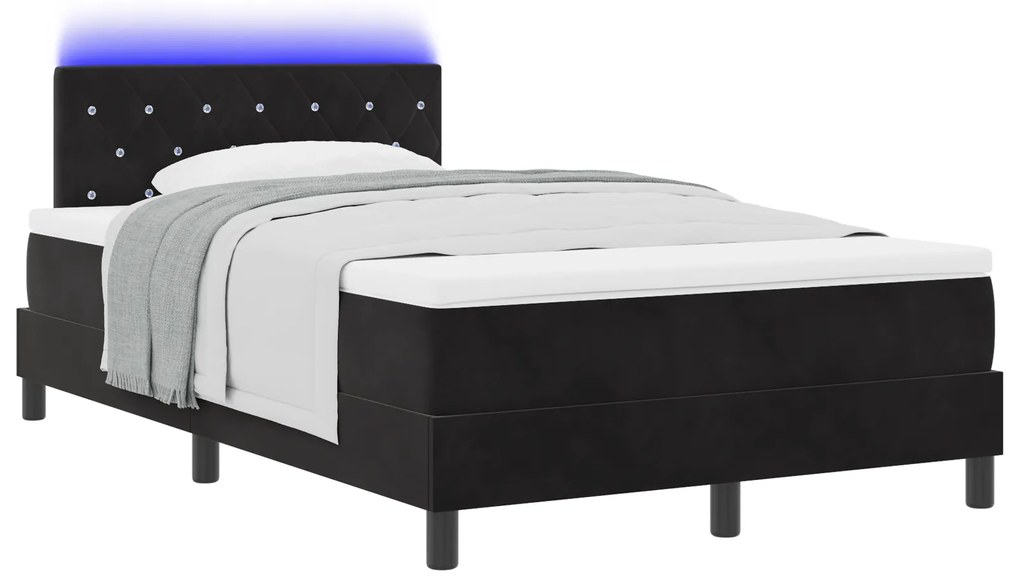 vidaXL Κρεβάτι Σαλονιού με Στρώμα & LED Μαύρο 120x190 εκ. Βελούδο